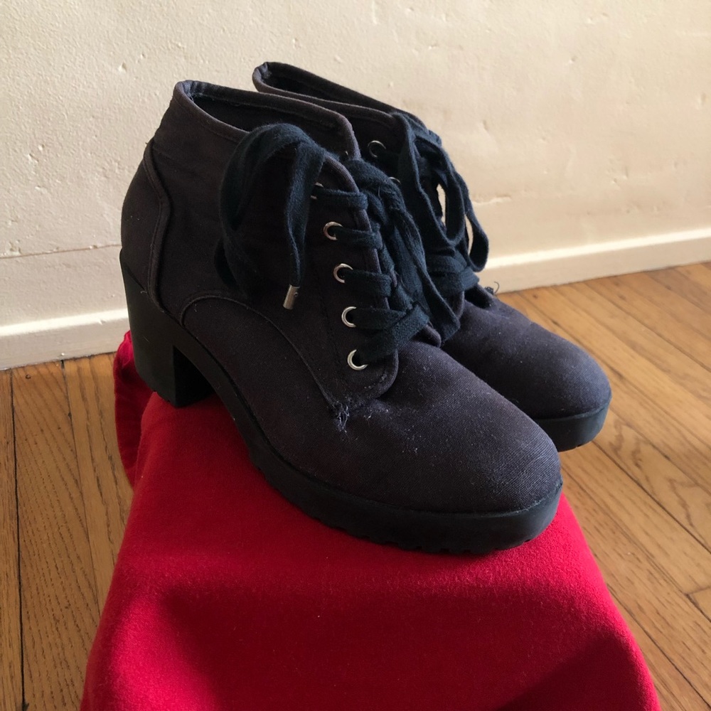 black lace up booties